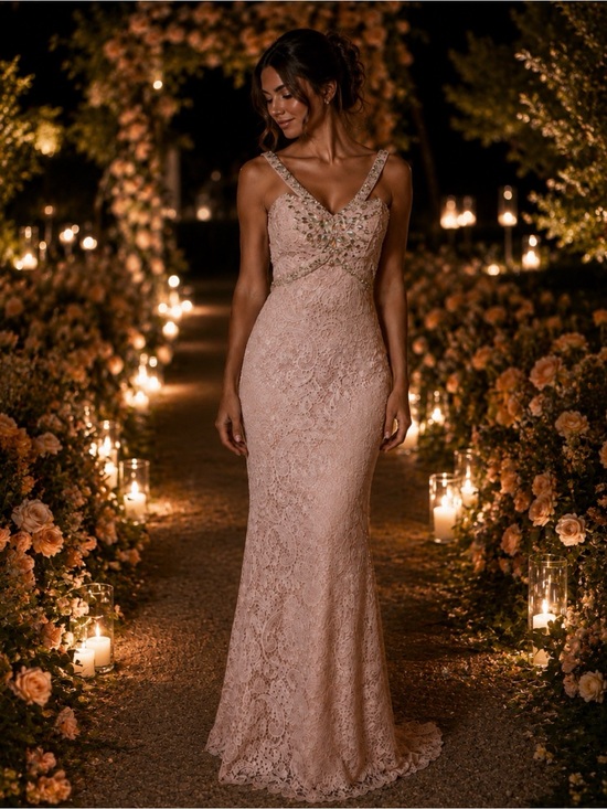 Blush Dresses & Skirts - Stunning Lace Evening Gown